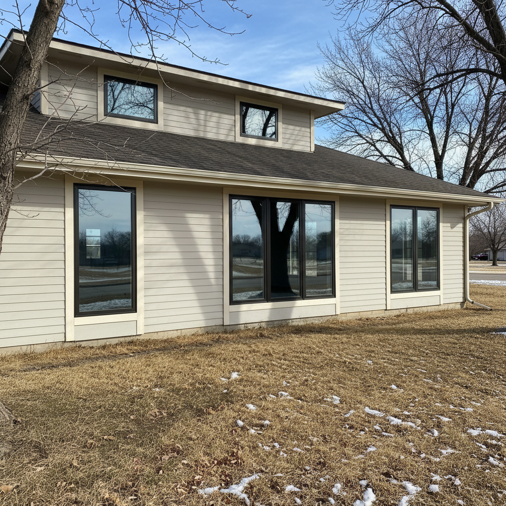 Completed commercial window installation work at a residential property in Liberal, KS