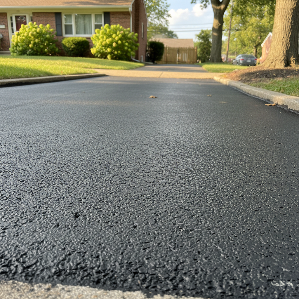 Completed asphalt sealcoating work at a residential property in Bronx, NY