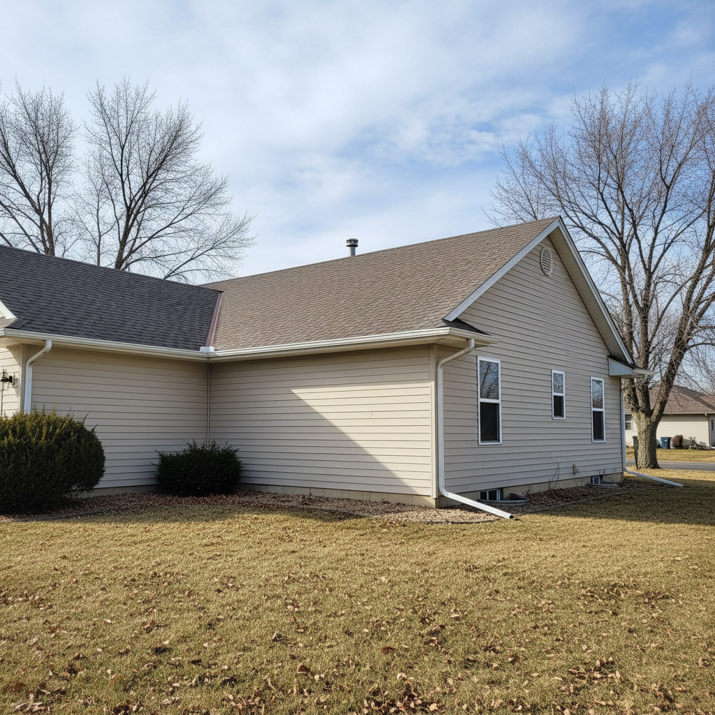 Completed roof installation work at a residential property in Bellevue, NE