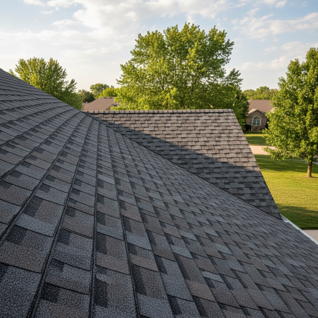 Completed roof replacement work at a residential property in Papillion, NE