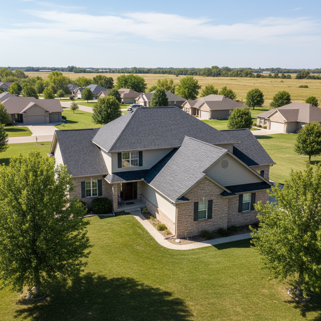 Completed asphalt shingle roofing work at a residential property in North Platte, NE