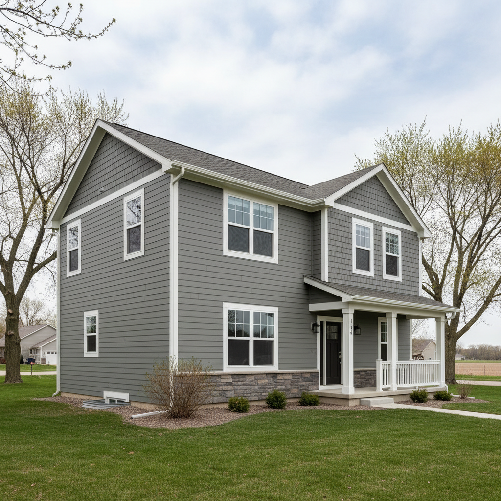 Completed cement siding work at a residential property in Grand Island, NE