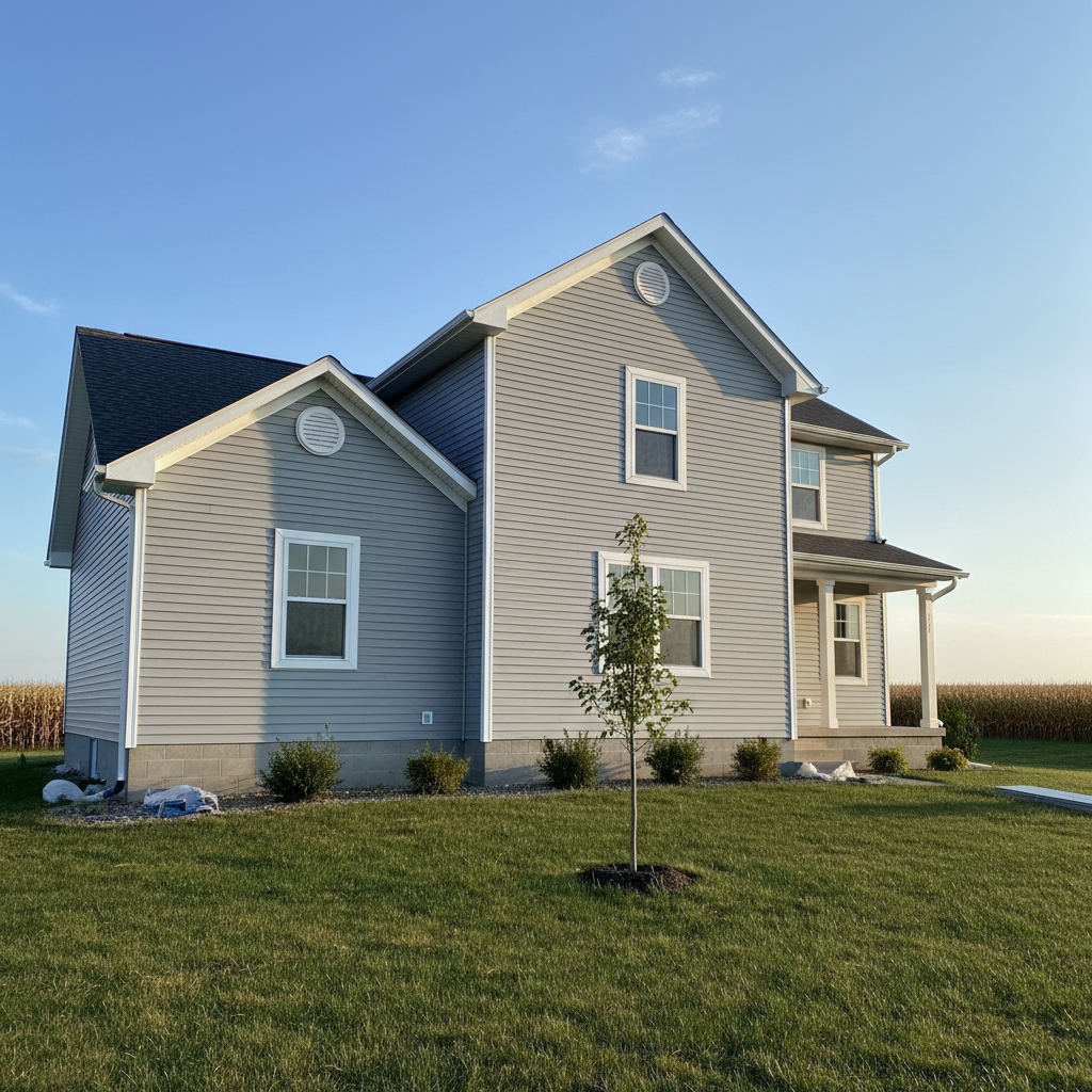 Completed vinyl siding installation work at a residential property in Columbus, NE