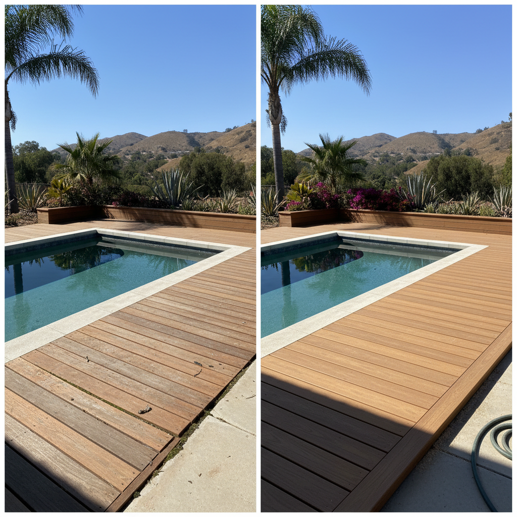 Completed pool decks work at a residential property in Carlsbad, CA