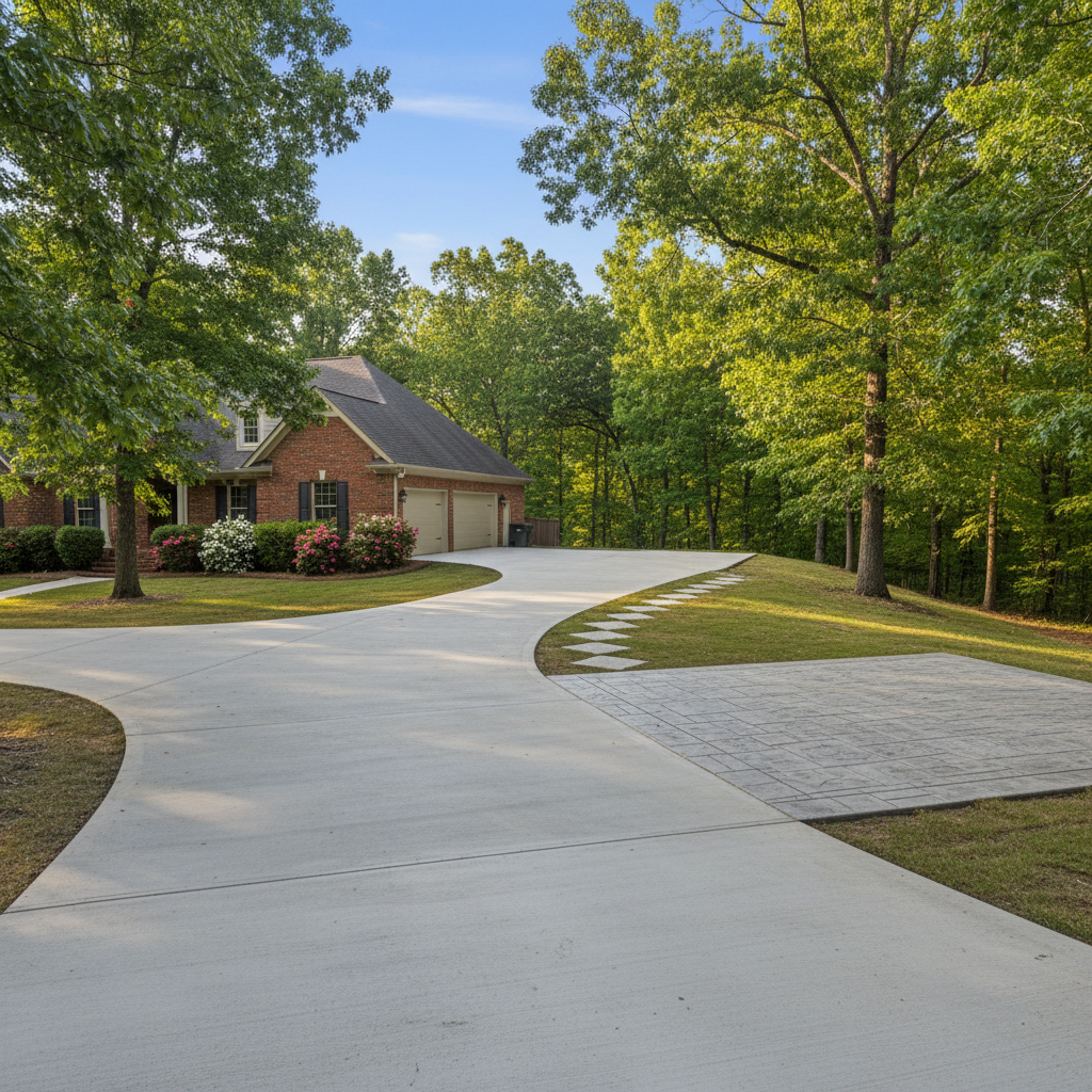 Completed concrete flatwork work at a residential property in Huntsville, AL
