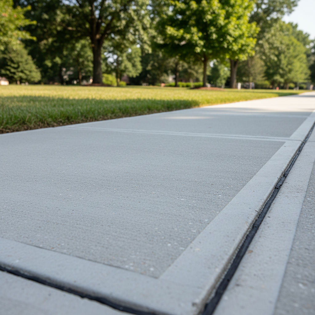 Completed concrete sidewalks work at a residential property in Madison, AL