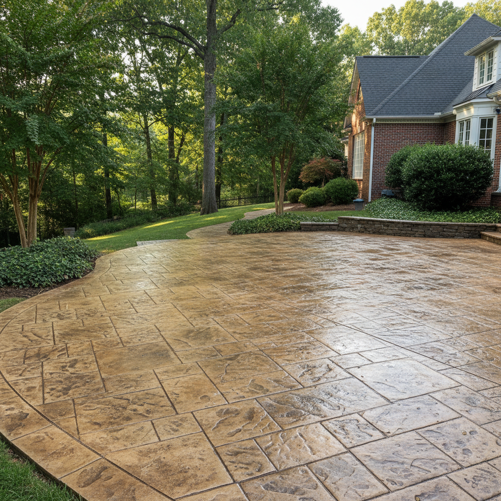 Completed stamped concrete work at a residential property in Mountain Brook, AL