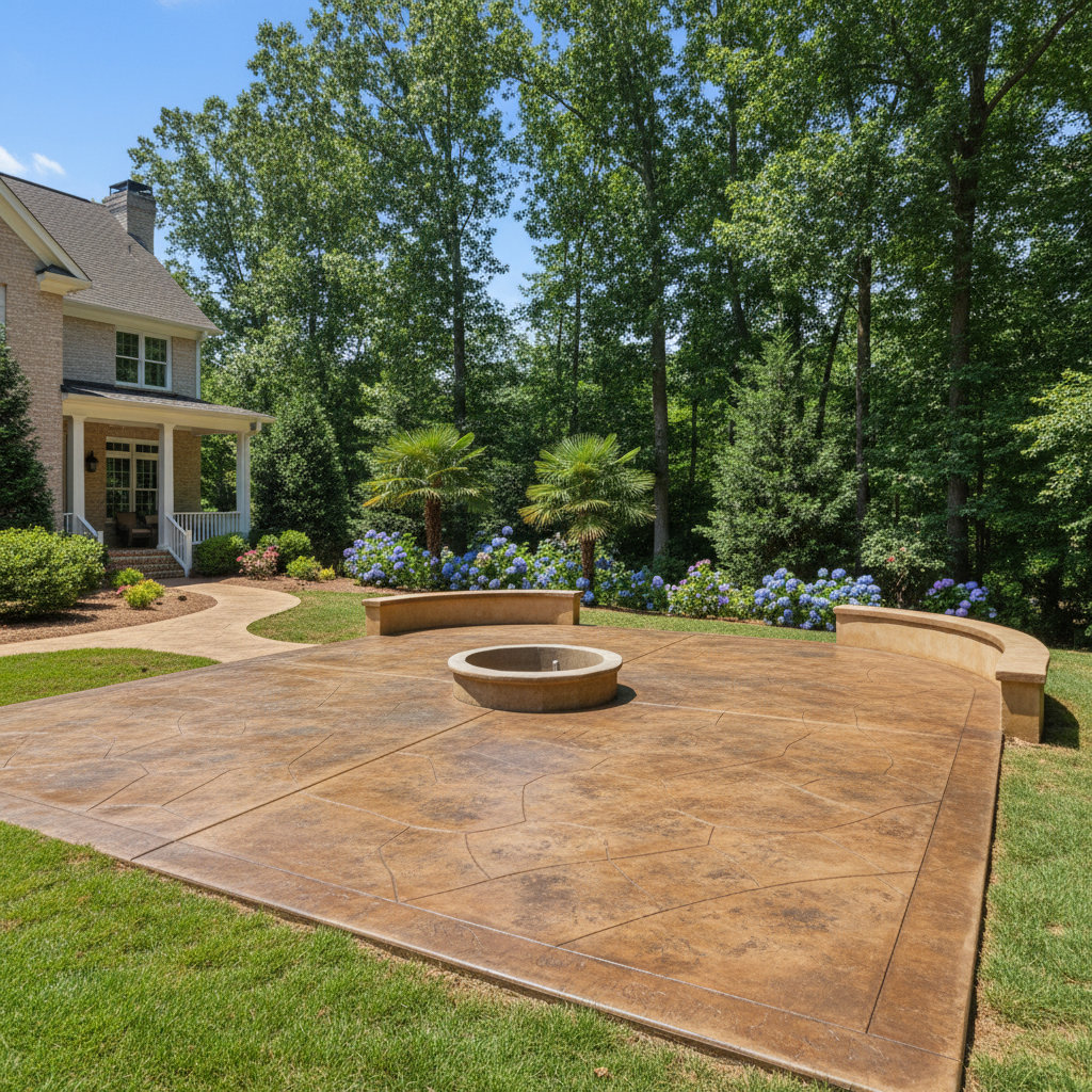 Completed concrete staining work at a residential property in Birmingham, AL
