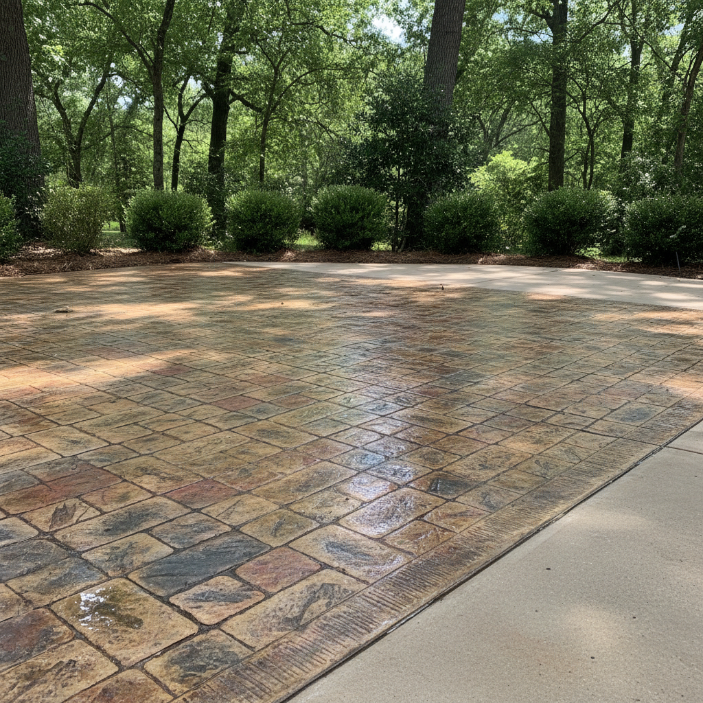 Completed decorative concrete work at a residential property in Mobile, AL
