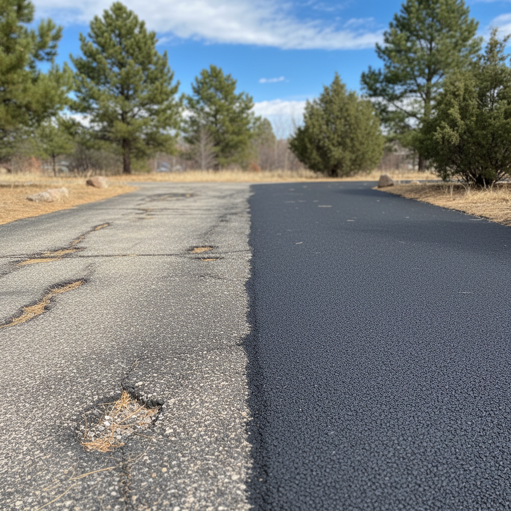 Completed asphalt milling work at a residential property in Flagstaff, AZ
