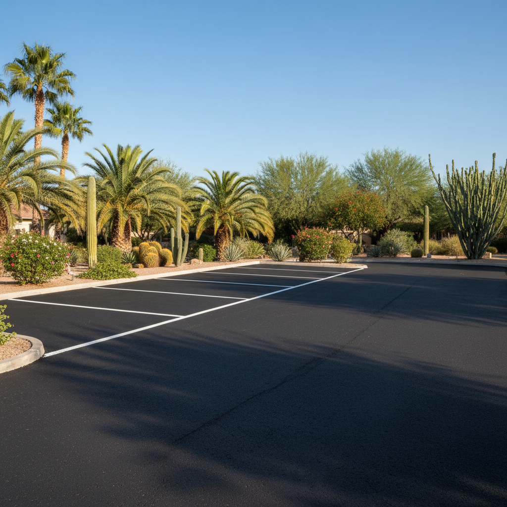 Completed asphalt striping work at a residential property in Phoenix, AZ