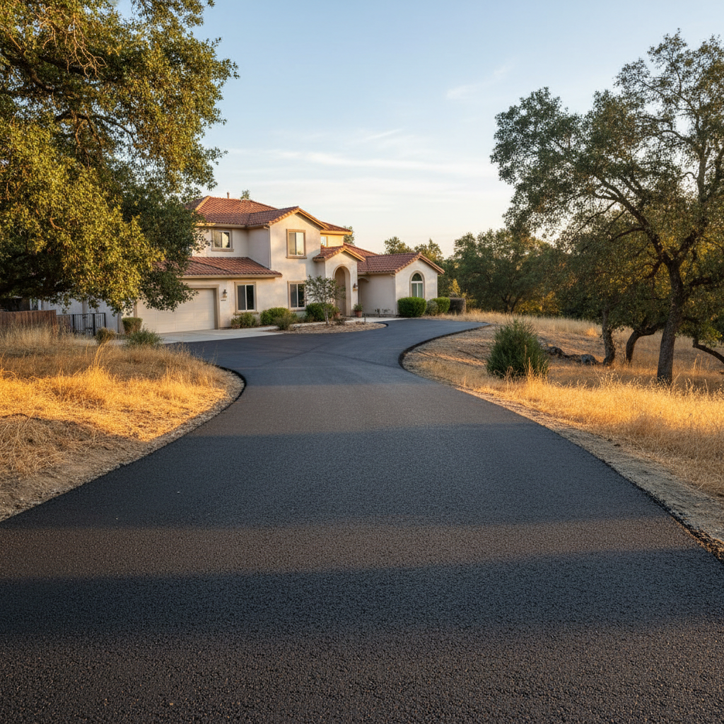 Completed asphalt paving work at a residential property in Chico, CA