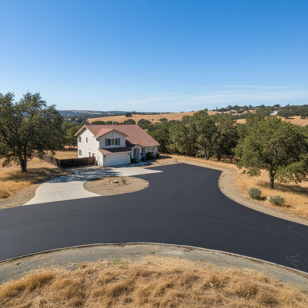 Completed asphalt patching work at a residential property in Chico, CA