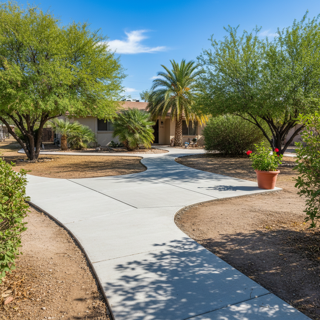 Completed concrete repair work at a residential property in Coolidge, AZ