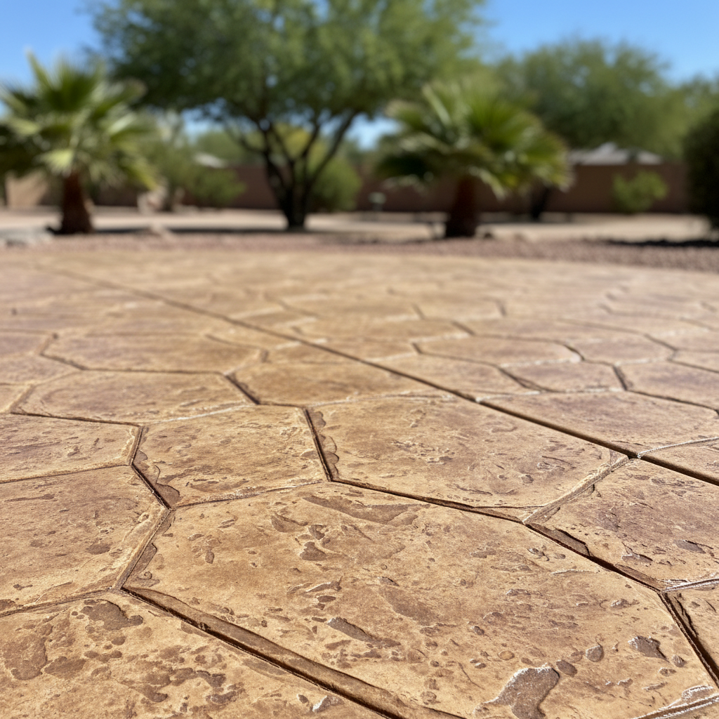 Completed decorative concrete work at a residential property in Coolidge, AZ