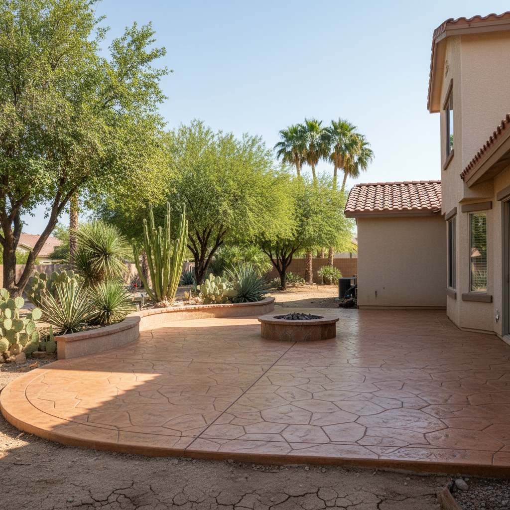 Completed concrete installation work at a residential property in Glendale, AZ