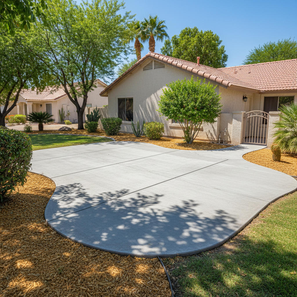 Completed concrete installation work at a residential property in Laveen Village, AZ