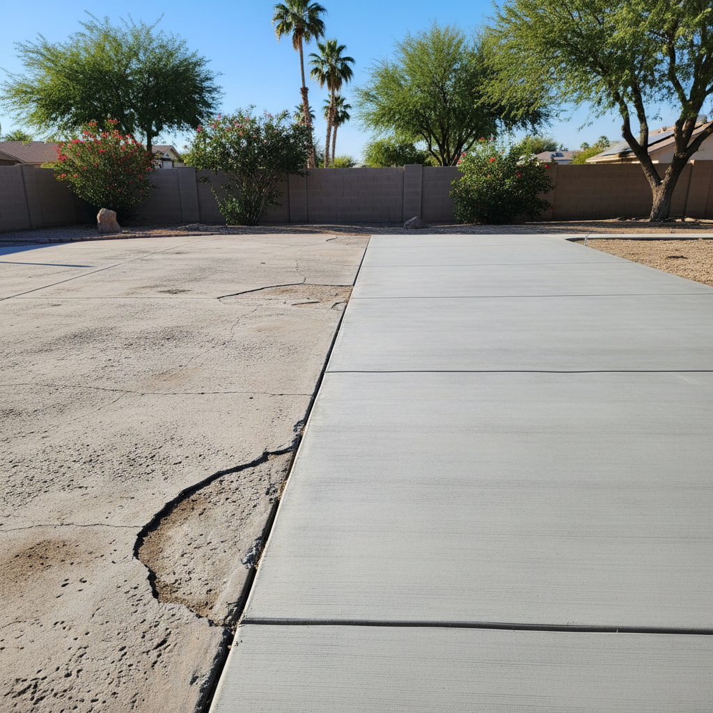 Completed concrete flatwork work at a residential property in Bullhead City, AZ
