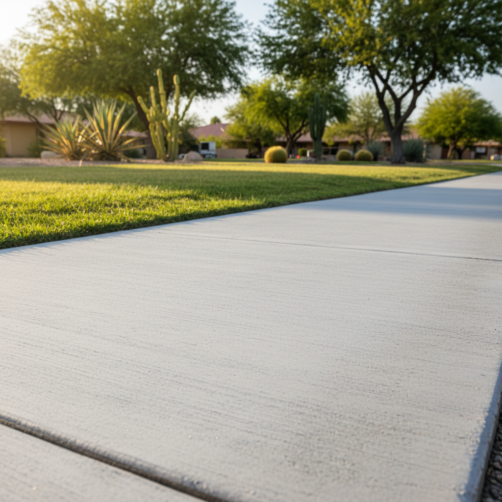 Completed concrete sidewalks work at a residential property in Bullhead City, AZ