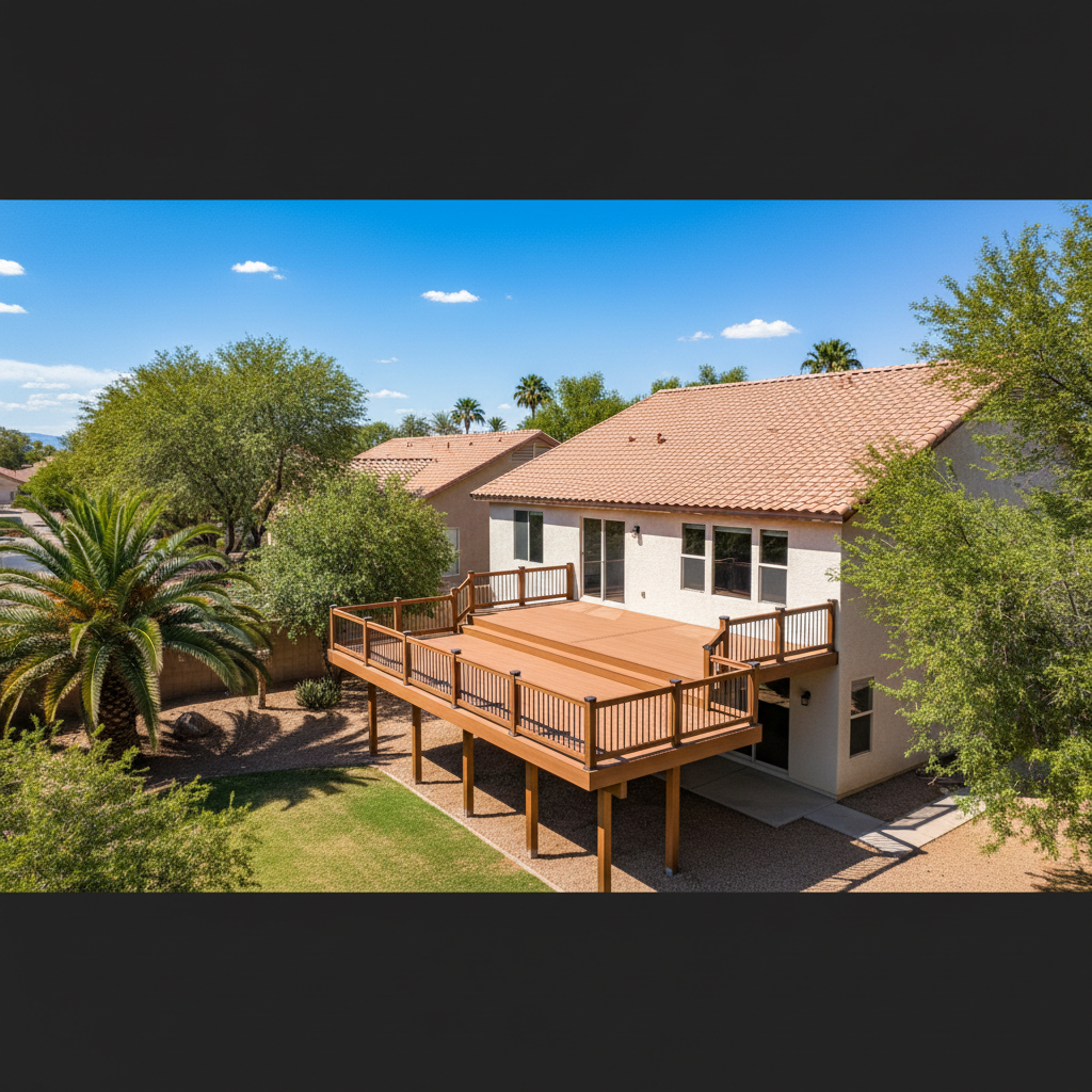 Completed composite decks work at a residential property in Tempe, AZ