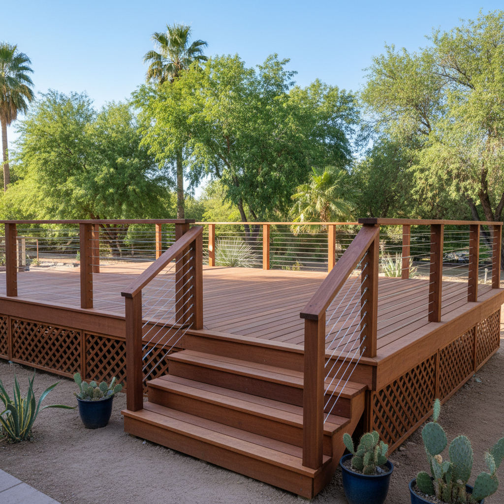 Completed deck construction work at a residential property in Tempe, AZ