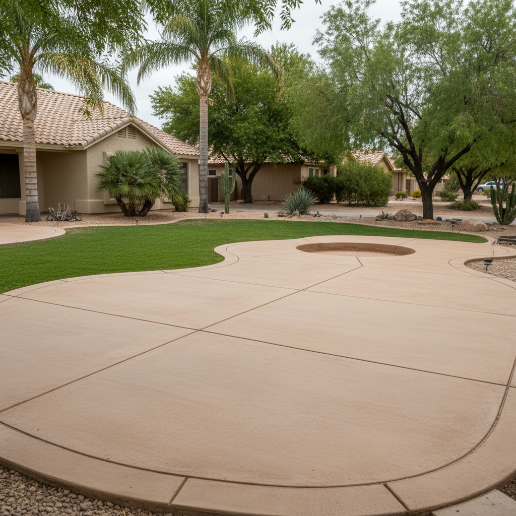 Completed concrete patios work at a residential property in Bullhead City, AZ