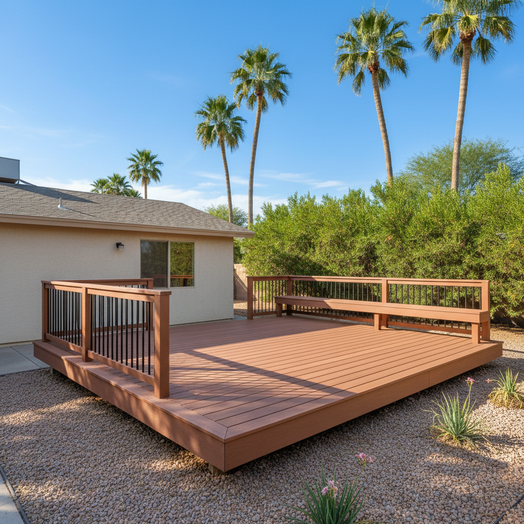 Completed trex decks work at a residential property in Phoenix, AZ