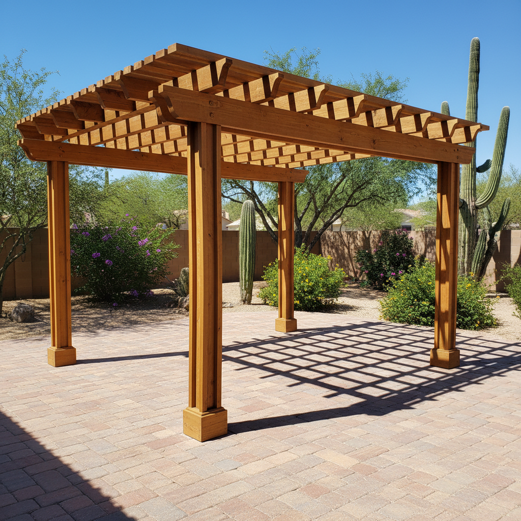 Completed pergola construction work at a residential property in Scottsdale, AZ