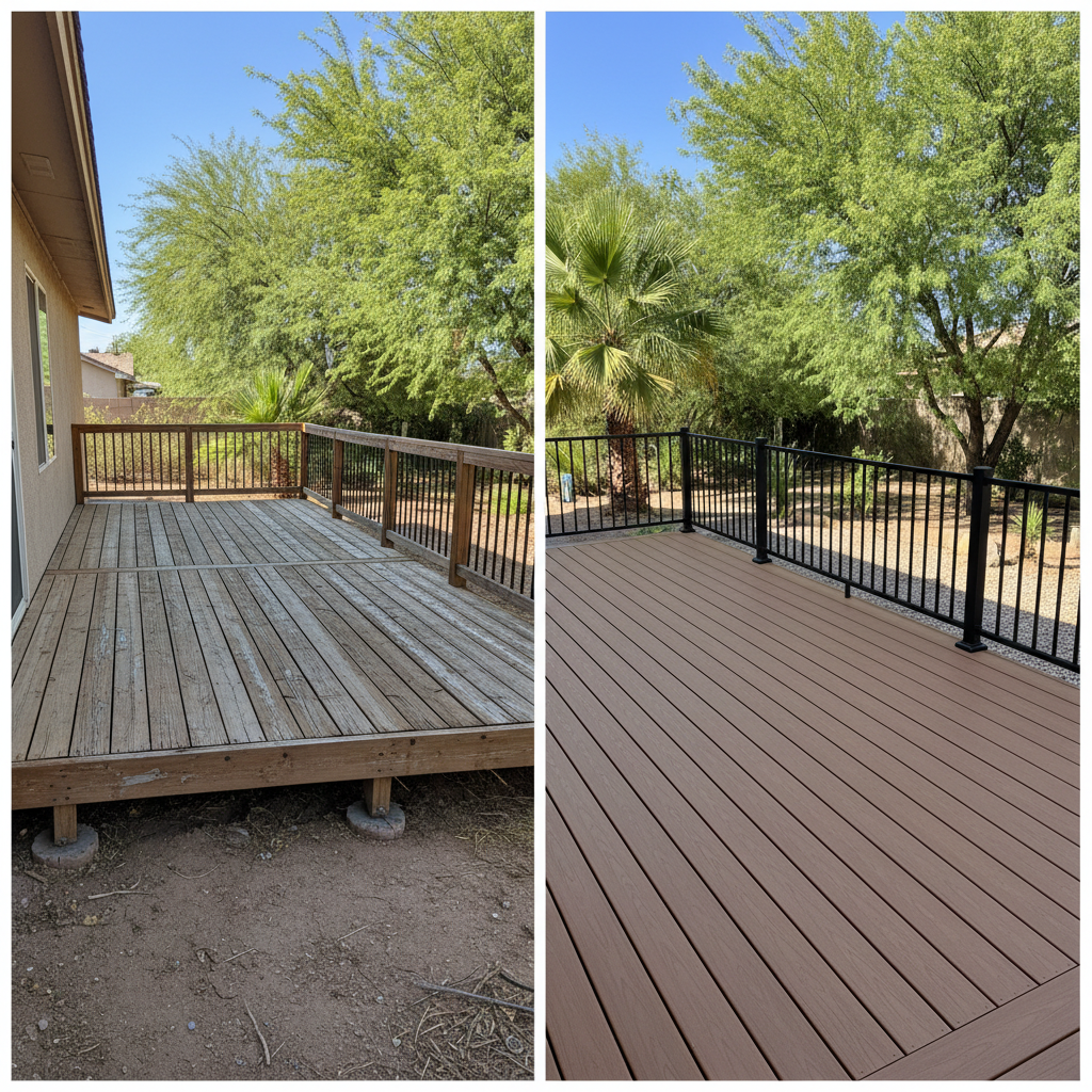 Completed composite decks work at a residential property in Laveen, AZ