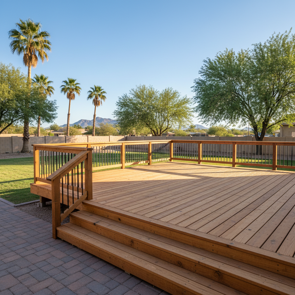 Completed wooden decks work at a residential property in Laveen, AZ