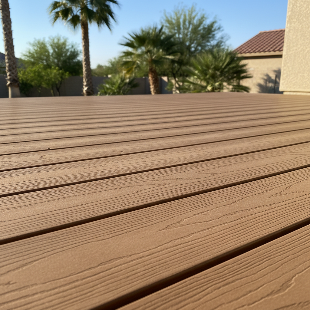 Completed trex decks work at a residential property in Phoenix, AZ