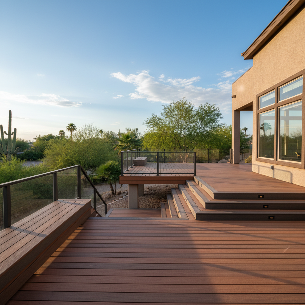 Completed composite decks work at a residential property in Phoenix, AZ