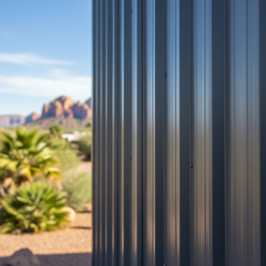 Completed metal barndominiums work at a residential property in Mesa, AZ