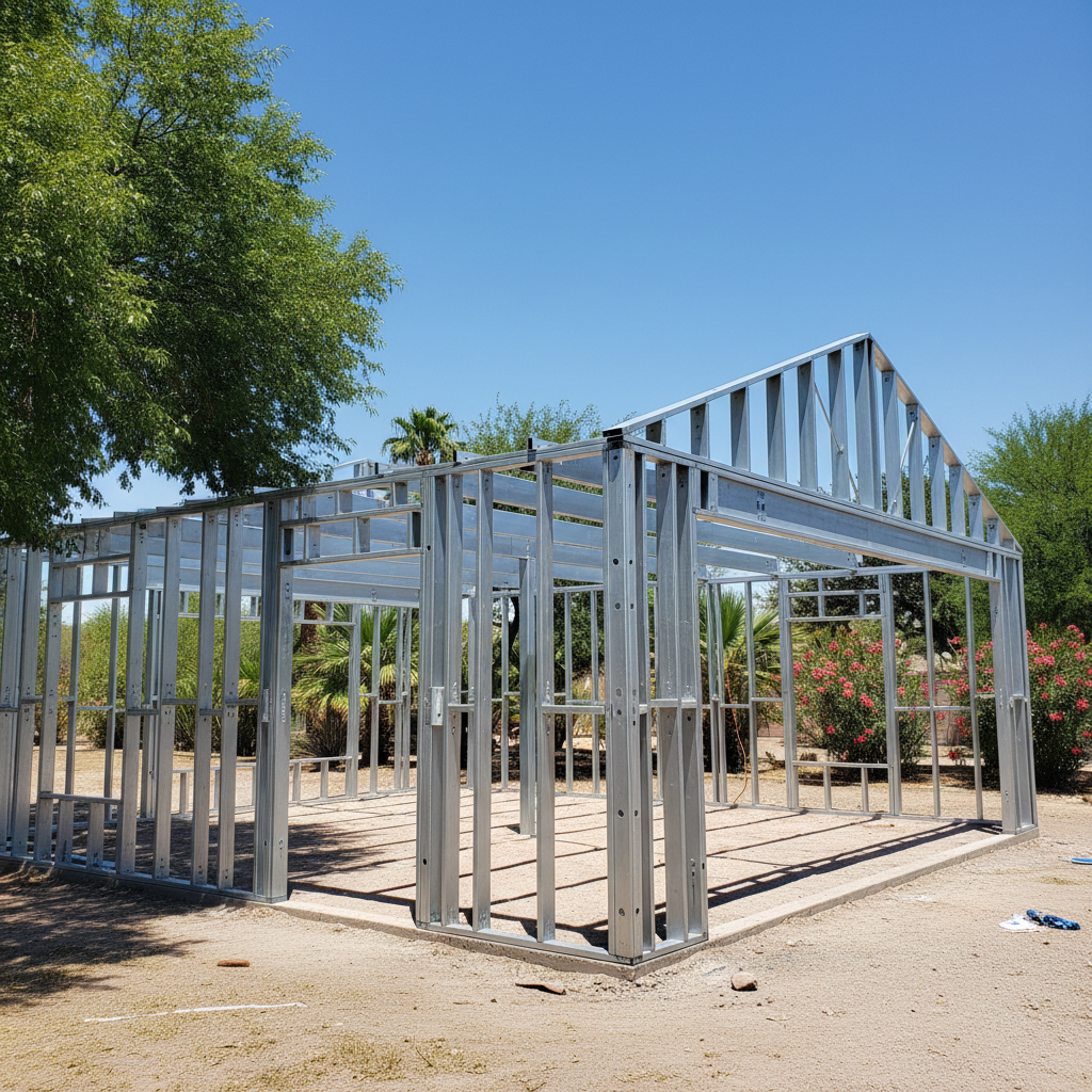 Completed steel frame erection work at a residential property in Peoria, AZ