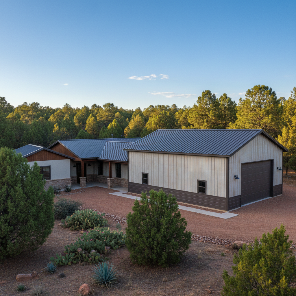 Completed metal building installation work at a residential property in Snowflake, AZ