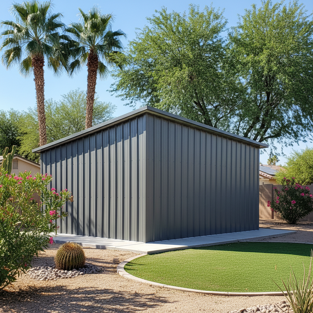 Completed metal building installation work at a residential property in Chandler, AZ