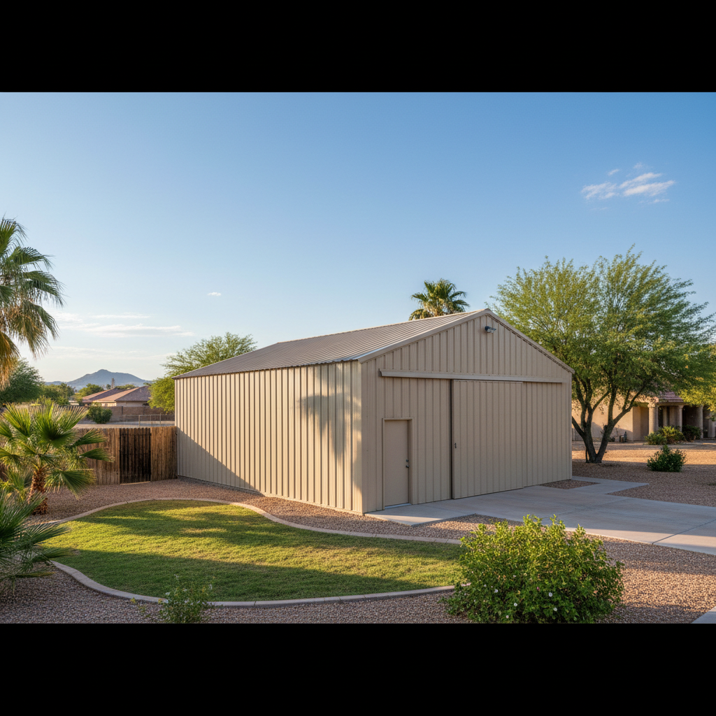 Completed metal pole barns work at a residential property in El Mirage, AZ