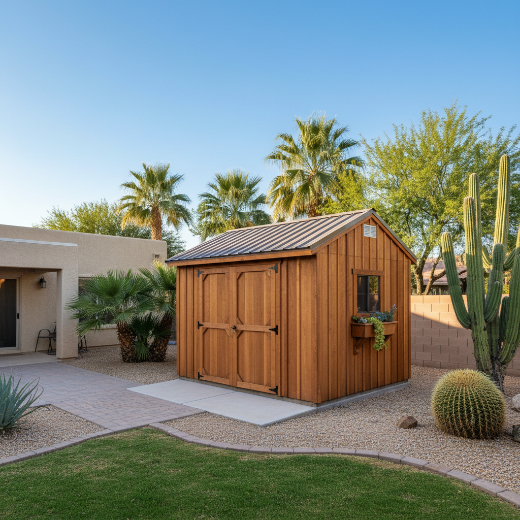 Completed storage sheds work at a residential property in Scottsdale, AZ