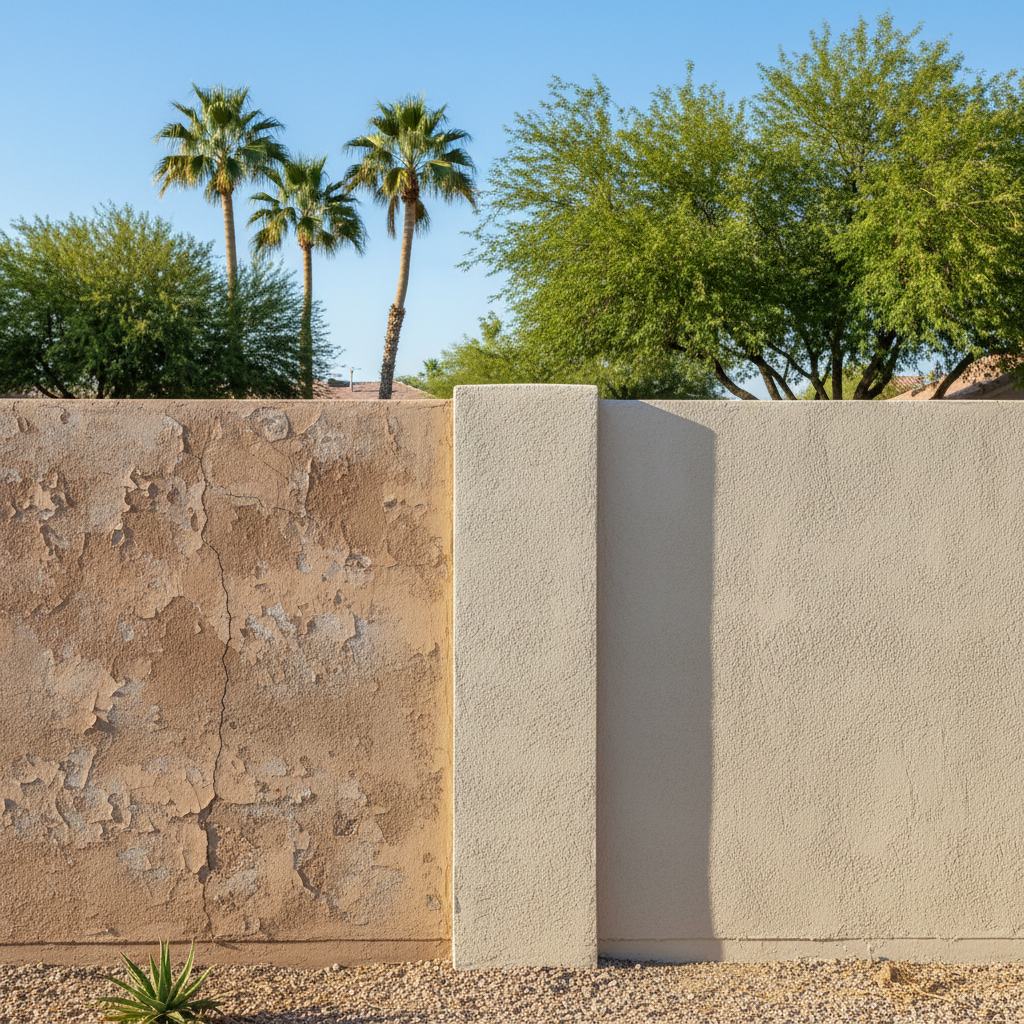 Completed stucco replacement work at a residential property in Chandler, AZ