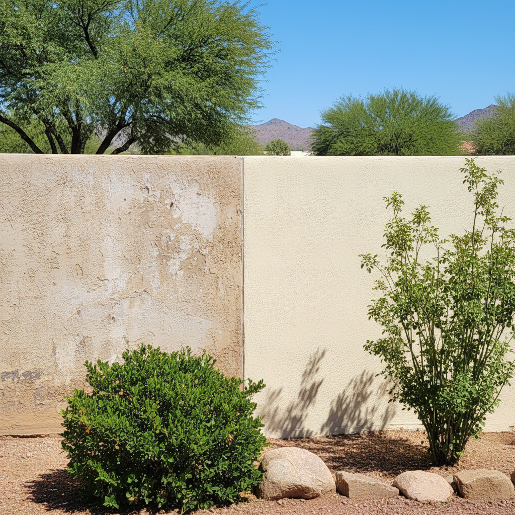 Completed stucco replacement work at a residential property in Glendale, AZ