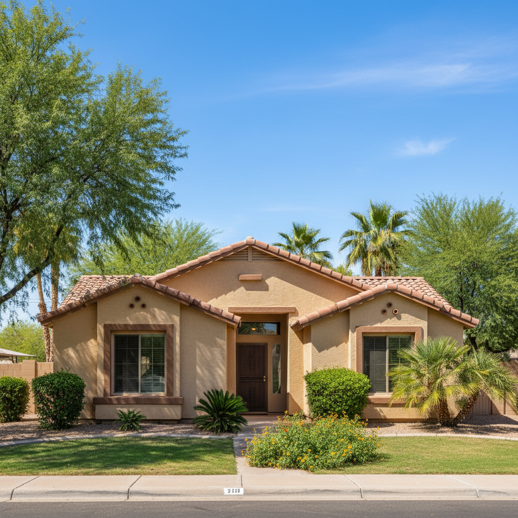 Completed stucco painting work at a residential property in Mesa, AZ