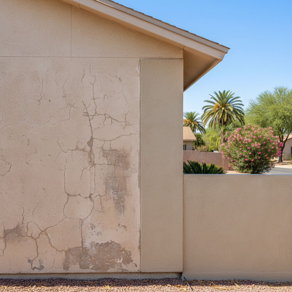 Completed stucco replacement work at a residential property in Tempe, AZ