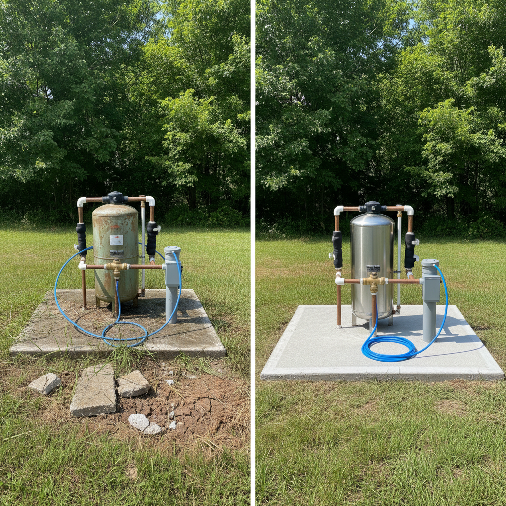 Completed pump installation work at a residential property in Fayetteville, AR