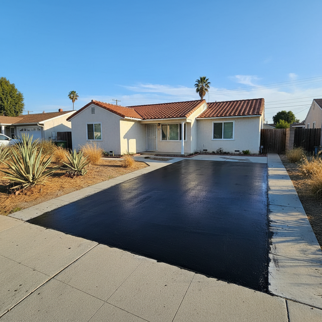 Completed slurry coating work at a residential property in Inglewood, CA