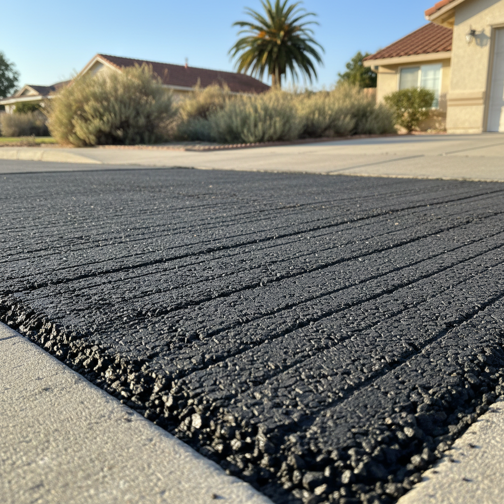 Completed asphalt milling work at a residential property in Inglewood, CA