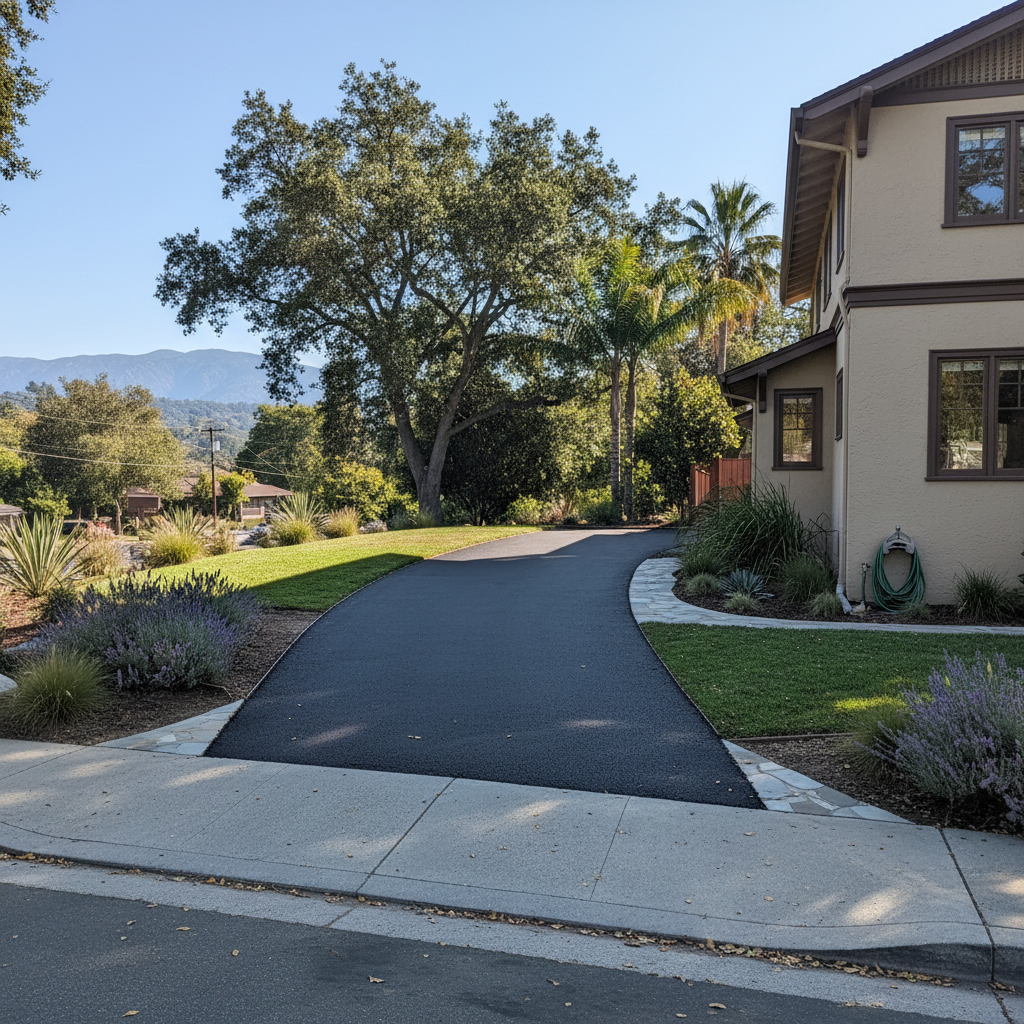 Completed residential asphalt work at a residential property in Palo Alto, CA