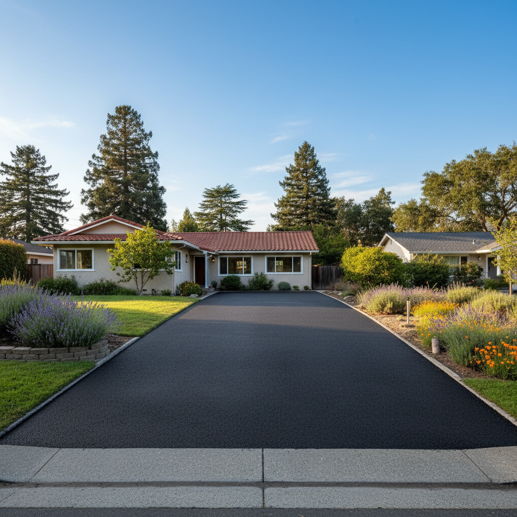 Completed residential asphalt work at a residential property in Burlingame, CA