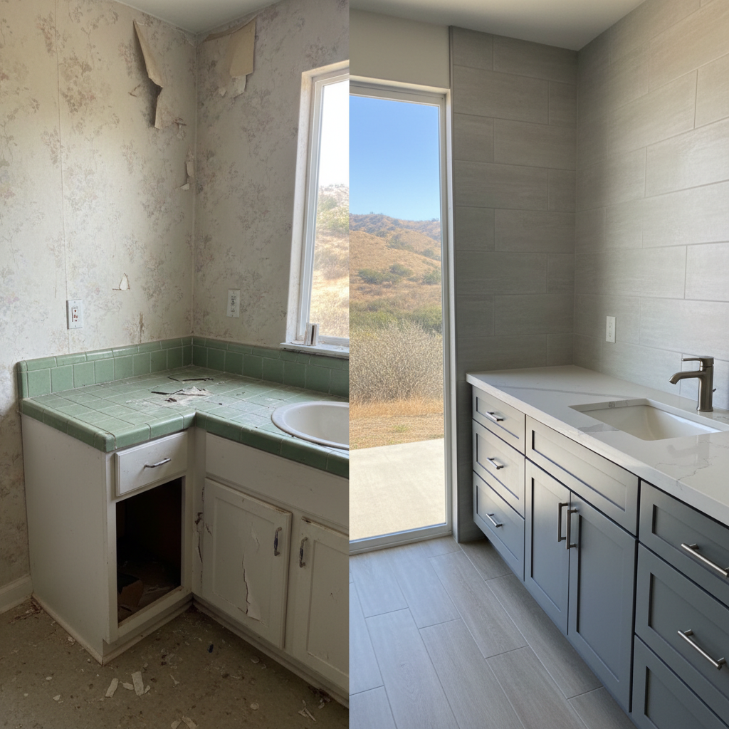 Completed vanity and sink installation work at a residential property in Santa Clarita, CA