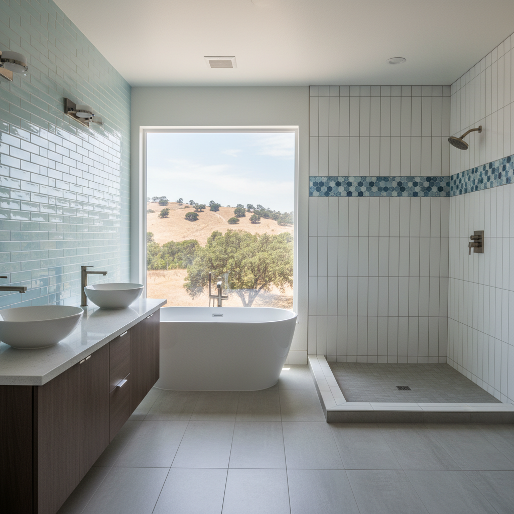 Completed tile and flooring installation work at a residential property in Stevenson Ranch, CA