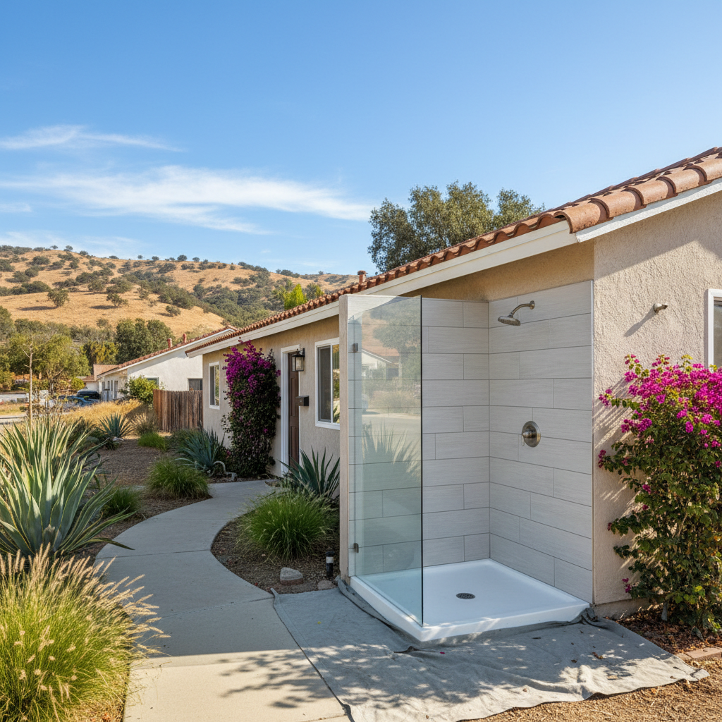 Completed shower replacement work at a residential property in Covina, CA
